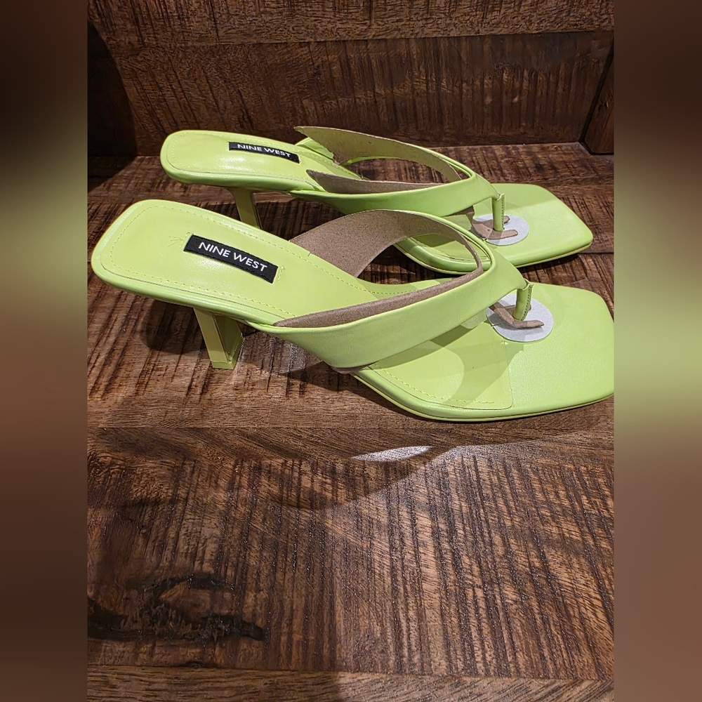 Nine West Nest Heeled Sandals in Neon Lime - Picture 4 of 8